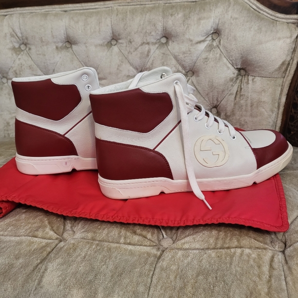 Authentic Gucci interlocking GG white and red leather high - Picture 7 of 7
